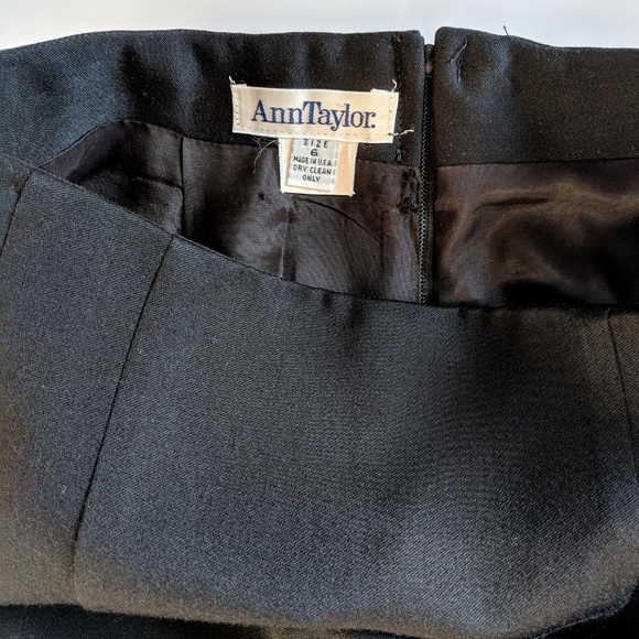 Vintage Ann Taylor Black Pencil Skirt Classic Wool - Picture 7 of 8